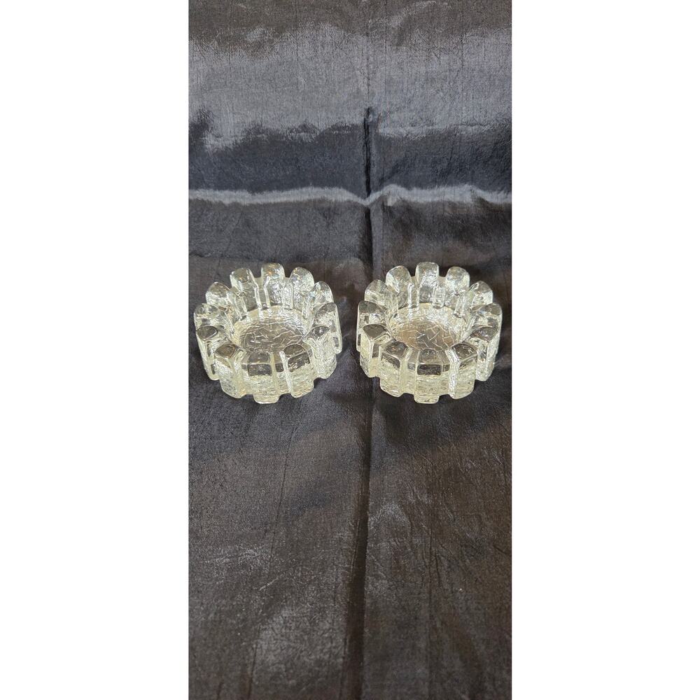 Vintage Ice Glass Swedish Ashtray Set of 2
